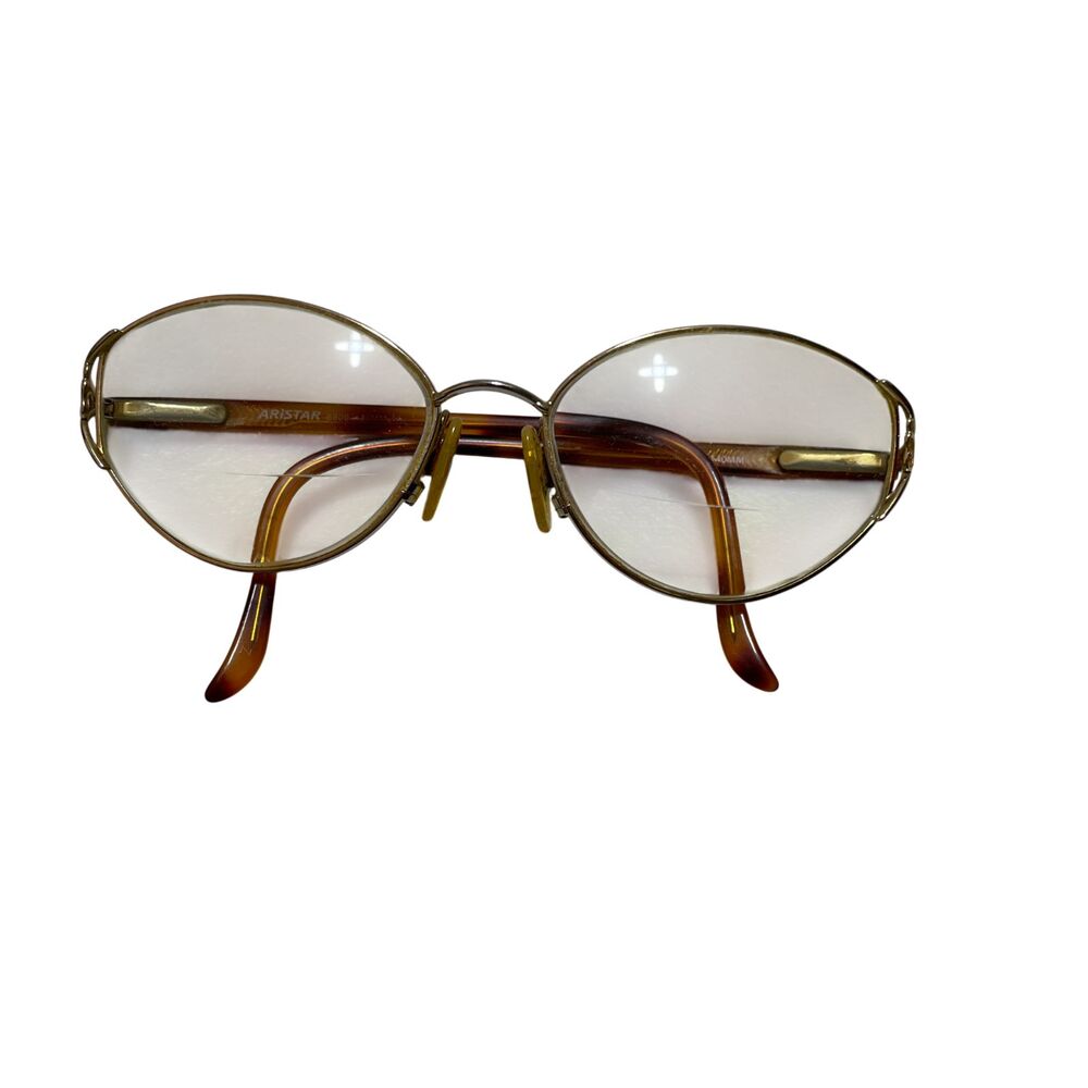 Aristar Vintage Eyeglass Frames Gold Wire Frame with Tortoise‎ Temples